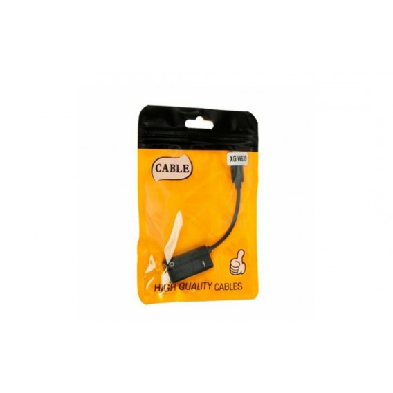 Перехідник, кабель AUX XGW639 (роздвоювач) 2 в 1 з Type-c на аудіо 3,5 мм і живлення Type-c / Чорний