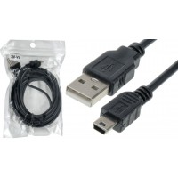 Кабель Mini-USB на USB-A для реєстраторів та камер 3 метри чорний Кабель Mini-USB на USB-A для реєстраторів та камер 3 метри чорний
