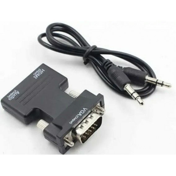 Перехідник HDMI - VGA для передачі відео і аудіо сигналу / Чорний
