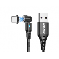 Магнітний кабель USLION 2 в 1 (Швидка зарядка 5A) / Type-C - USB / 540 градусів / Круглий / 100 см. / Чорний Магнітний кабель USLION 2 в 1 (Швидка зарядка 5A) / Type-C - USB / 540 градусів / Круглий / 100 см. / Чорний