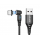 Магнитный кабель USLION 2 в 1 (Быстрая зарядка 5A) / Type-C - USB / 540 градусов / Круглый / 100 см. / Черный