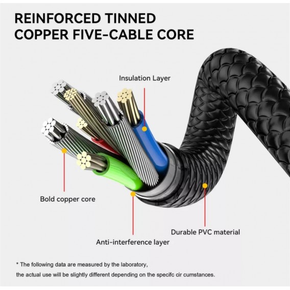 Магнітний кабель USLION 2 в 1 (Швидка зарядка 5A) / Type-C - USB / 540 градусів / Круглий / 100 см. / Чорний