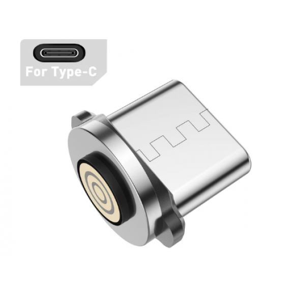 Магнітний кабель USLION 2 в 1 (Швидка зарядка 5A) / Type-C - USB / 540 градусів / Круглий / 100 см. / Чорний