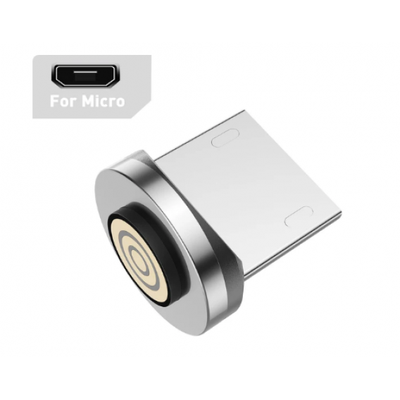 Магнітний кабель USLION 2 в 1 (Швидка зарядка 5A) Micro - USB / 540 градусів / Круглий / 100 см / Синій