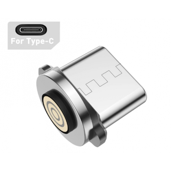 Магнітний кабель USLION 2 в 1 (Швидка зарядка 5A) / Type-C - USB / 540 градусів / Круглий / 100 см. / Синій