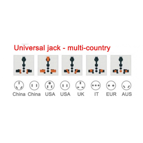 Перехідник мережевий універсальний (MULTI гніздо), Євро/ 250V 10A / Білий