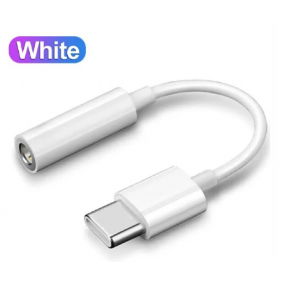 Перехідник для смартфонів Samsung з Type-C на аудіо 3.5 mm / Білий