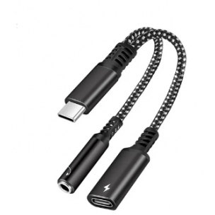 Переходник  для наушников 2 в 1 Type-C + AUX 3.5 Google Pixel / Черный