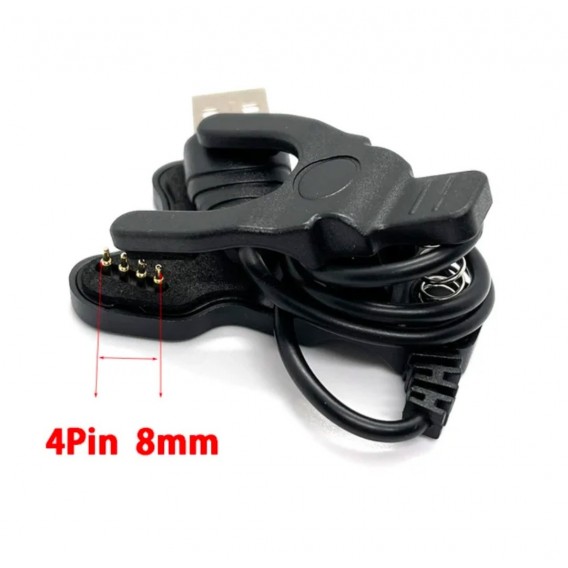 Адаптер USB кабель для смарт-годинника на 4 контакти 8 мм. 30 см. / Чорний