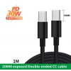 Кабель для захищених смартфонів (PD 30W) Type-C - Type-C (конектор 10 mm.) 1 метр \ Чорний
