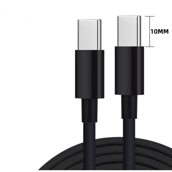 Кабель для захищених смартфонів (PD 30W) Type-C - Type-C (конектор 10 mm.) 1 метр \ Чорний