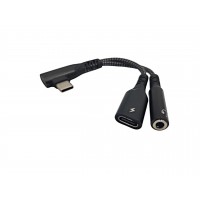 Переходник угловой 2в1 Type-C - AUX 3.5mm + Type-C для Apple Ipad Air (2024), Ipad Pro (2024) \ Быстрая зарядк Переходник угловой 2в1 Type-C - AUX 3.5mm + Type-C для Apple Ipad Air (2024), Ipad Pro (2024) \ Быстрая зарядк
