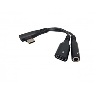 Переходник угловой 2в1 Type-C - AUX 3.5mm + Type-C для Apple Ipad Air (2024), Ipad Pro (2024) \ Быстрая зарядк