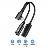 Перехідник кутовий 2в1 Type-C - AUX 3.5 mm + Type-C для Apple Ipad Air (2024), Ipad Pro (2024) \ Швидка зарядка \ Чорний