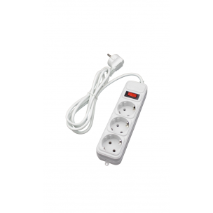 Удлинитель, сетевой фильтр Maxxter на 3 розетки / 3 метра кабель / Белый