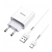 Зарядка USB Hoco C81A з кабелем Type-c \ 5V 2.1 А \ Білий Зарядка USB Hoco C81A з кабелем Type-c \ 5V 2.1 А \ Білий