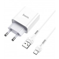 Зарядка USB Hoco C81A з кабелем Type-c \ 5V 2.1 А \ Білий