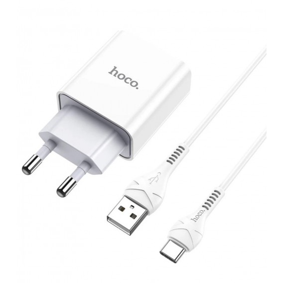 Зарядка USB Hoco C81A з кабелем Type-c \ 5V 2.1 А \ Білий