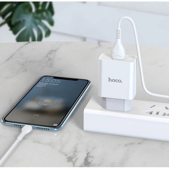 Зарядка USB Hoco C81A з кабелем Type-c \ 5V 2.1 А \ Білий