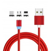 Магнитный кабель X-Cable 3в1( Type-c, Micro USB, Lightnink) \ Круглый 360 градусов \ Красный Магнитный кабель X-Cable 3в1( Type-c, Micro USB, Lightnink) \ Круглый 360 градусов \ Красный