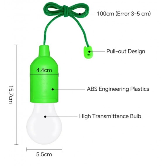 Світлодіодна лампочка на шнурку BL-15418 / Зелений / Тепле біле світло