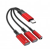 Переходник 60W 3в1 для Google Pixel10 Pro XL,10Pro,Pixel1010\Type-c-AUX 3.5,Type-c( зарядка) AUXType-c\Красный