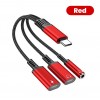 Перехідник 60W 3в1 для Google Pixel 10 Pro XL, 10 Pro, Pixel1010 \ Type-c - AUX 3.5, Type-c ( зарядка), AUX Type-c \ Червоний
