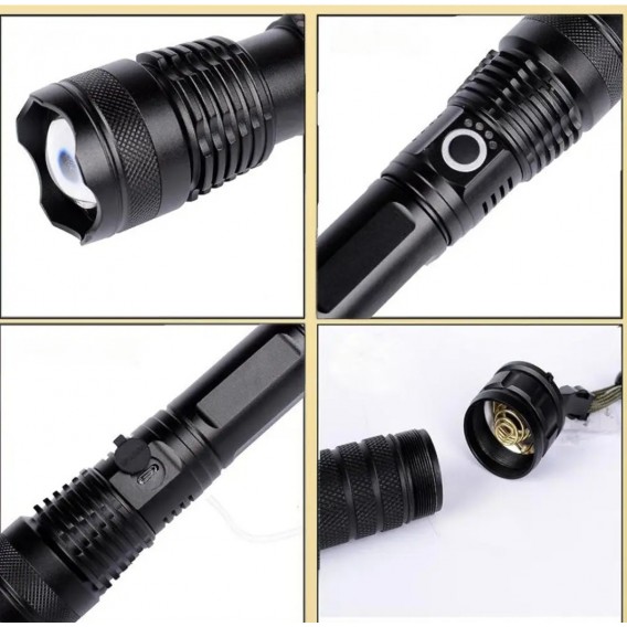 Світлодіодний ліхтарик BL- X92-P70 / 2шт. 18650 / Зарядка Type-c / Чорний