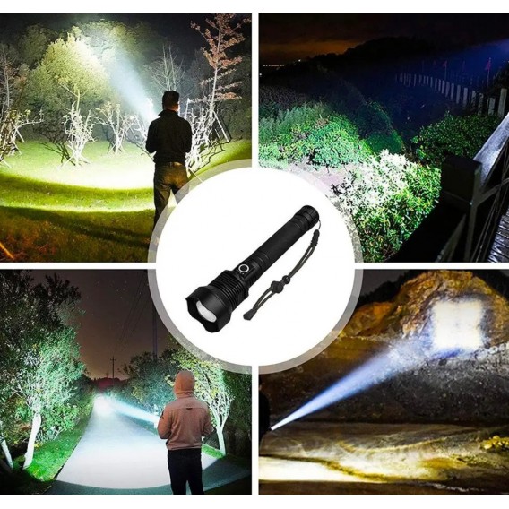 Світлодіодний ліхтарик BL- X92-P70 / 2шт. 18650 / Зарядка Type-c / Чорний