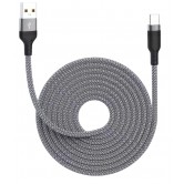 Нейлоновий кабель USB - Type-c для швидкої зарядки смартфонів \ 3 метра \ Сірий Нейлоновий кабель USB - Type-c для швидкої зарядки смартфонів \ 3 метра \ Сірий