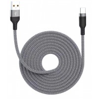 Нейлоновий кабель USB - Type-c для швидкої зарядки смартфонів \ 8 метра \ Сірий