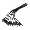 Кабель 10в1 для зарядки телефонів MicroUSB / Lightning / Iphone 3 / Type-c / NOKIA (2мм. 3.5мм) Mini USB та інші / Чорний