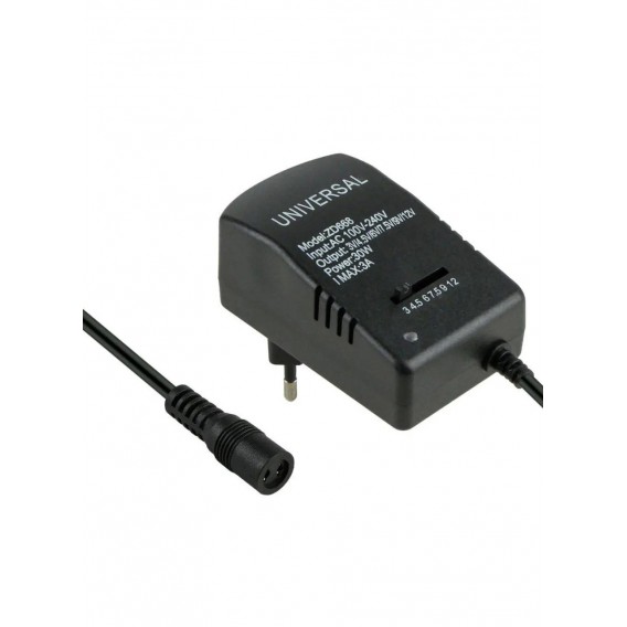 Зарядка універсальна 7 конекторів/3, 4.5, 6, 7.5, 9, 12 Вольт/100 см./Чорний