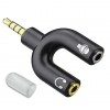 Аудіо перехідник AUX (роздвоювач) з 3.5 мм. на мікрофон 3,5 мм.+ аудіо 3,5 мм. / Чорний