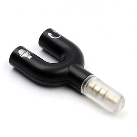 Аудіо перехідник AUX (роздвоювач) з 3.5 мм. на мікрофон 3,5 мм.+ аудіо 3,5 мм. / Чорний