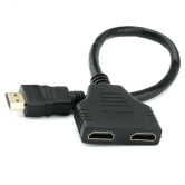 Кабель разветвитель HDMI на 2 порта (сплиттер дубликатор) черный Кабель разветвитель HDMI на 2 порта (сплиттер дубликатор) черный
