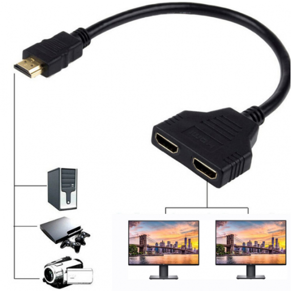 Адаптер розгалужувач HDMI на 2 HDMI (спліттер) / Комутатор / Чорний
