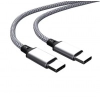 Нейлоновый кабель Type-c - Type-c для быстрой зарядки смартфонов (PD 60W) 3 метра, Серый