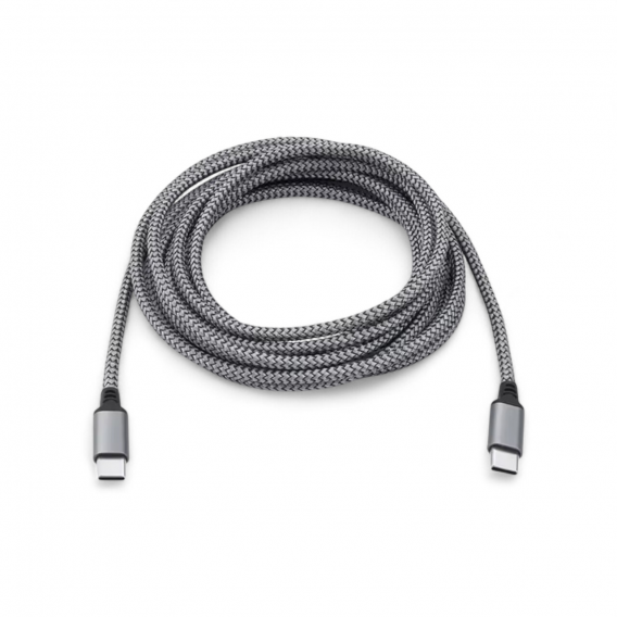 Нейлоновий кабель Type-c - Type-c для швидкої зарядки смартфонів (PD 60W) 3 метри, Сірий
