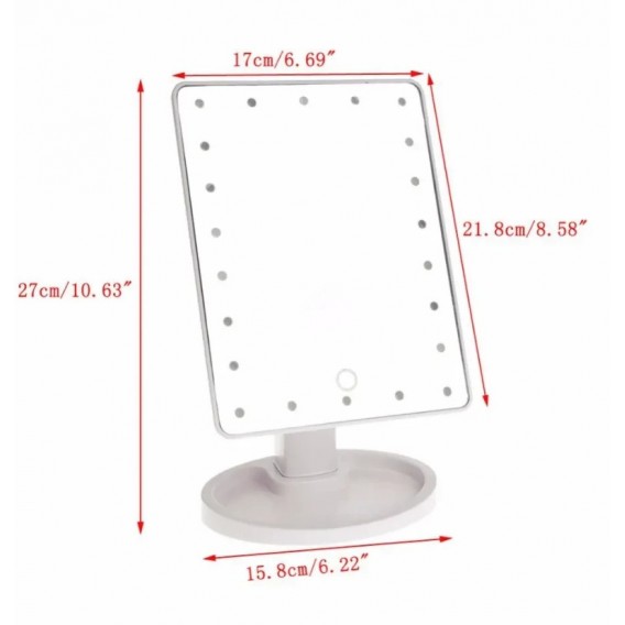Дзеркало з підсвічуванням Led Mirror / Дзеркало для макіяжу з USB / Біле