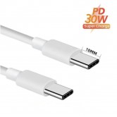 Кабель для захищених смартфонів (PD 30W) Type-C - Type-C (конектор 10 mm.) 1 метр \ Білий