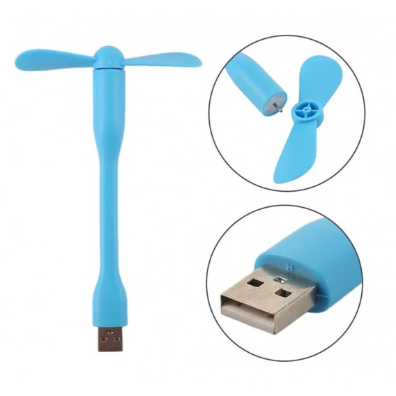 Міні вентилятор USB для комп'ютера Pover Bank / Блакитний Міні вентилятор USB для комп'ютера Pover Bank / Блакитний