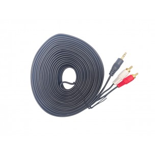 Аудіо кабель з Mini jack 3.5 мм. на 2 шт. RCA / 10 метрів / Чорний Аудіо кабель з Mini jack 3.5 мм. на 2 шт. RCA / 10 метрів / Чорний