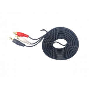 Аудіо кабель з Mini jack 3.5 мм. на 2 шт. RCA / 3 метра / Чорний Аудіо кабель з Mini jack 3.5 мм. на 2 шт. RCA / 3 метра / Чорний