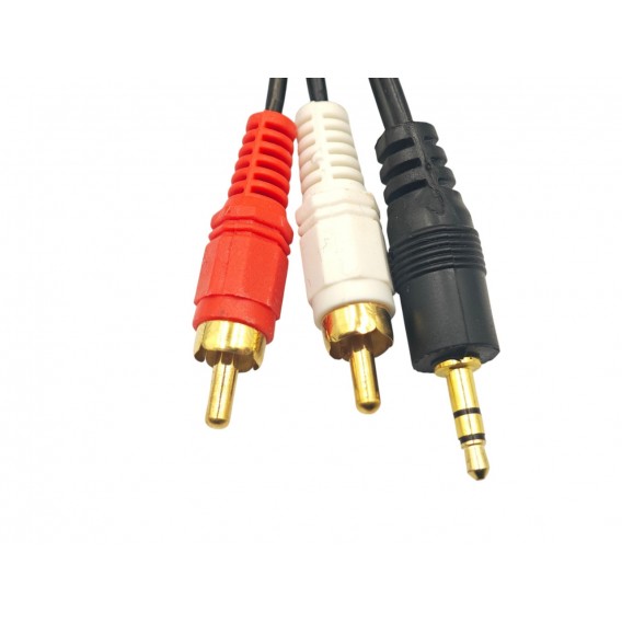 Аудіо кабель з Mini jack 3.5 мм. на 2 шт. RCA / 3 метра / Чорний Аудіо кабель з Mini jack 3.5 мм. на 2 шт. RCA / 3 метра / Чорний
