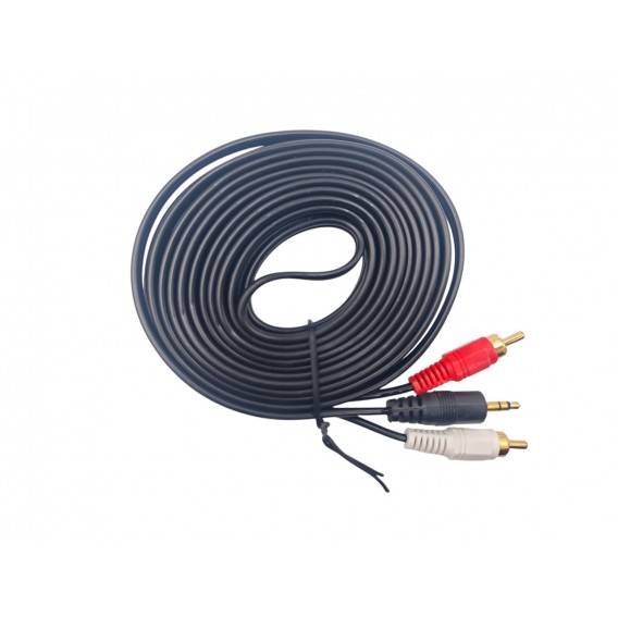 Аудіо кабель з Mini jack 3.5 мм. на 2 шт. RCA / 5 метрів / Чорний