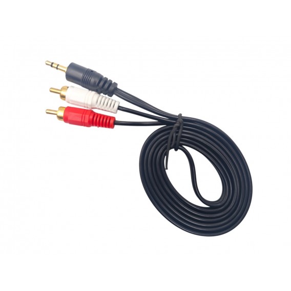 Аудіо кабель з Mini jack 3.5 мм. на 2 шт. RCA / 1.5 метра / Чорний