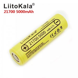 Акумулятор LiitoKala Li-ion 21700, 5000 mAh, 3,7 В, плоский контакт