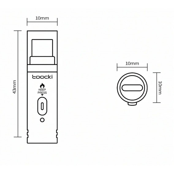 Електрозапальничка-брелок Toocki TG13 Type-C Електрозапальничка-брелок Toocki TG13 Type-C