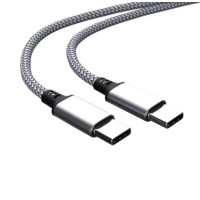 Кабель зарядки USB Type-C - USB Type-C, нейлонове обплетення, 50 см, Сірий